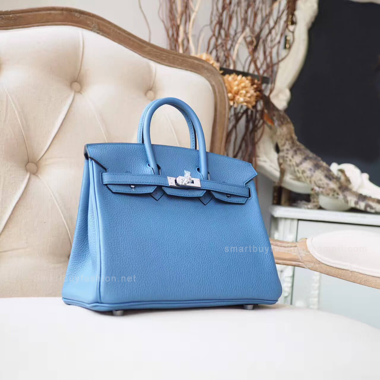 Hermes Birkin 25 Bag in r2 Blue Agate Togo PHW